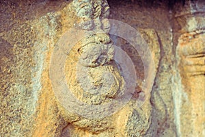 Vintage Color Effect Of Polonnaruwa ancient stone wall decorations of Buddhist Temples