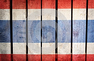 Vintage color,Thailand national flag on wood background.