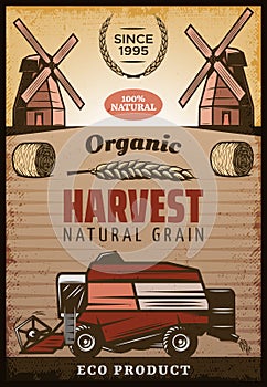 Vintage Colored Agricultural Harvesting Poster