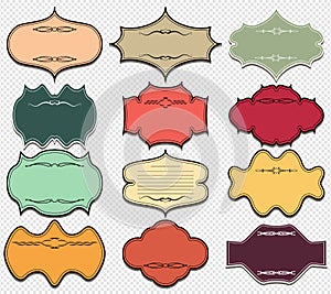 Vintage colored frames. Set of retro design elements.