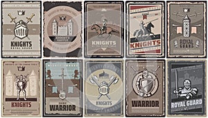 Vintage Colored Medieval Knights Posters