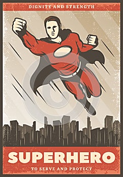 Vintage Colored Superhero Poster