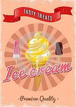 Vintage Colorful Ice Cream Poster