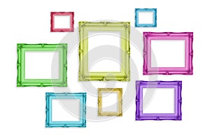 Vintage colorful photo frames isolated on white background,Template mock up for adding your picture