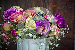 Vintage colorful preserved flowers