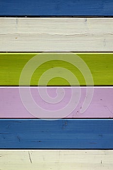 Vintage Colorful Vertical Wood Picnic Table Top Background Or Te photo