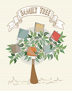 Vintage colors instant photo family tree