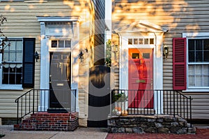 Traditional Colourful Front Doors at Sunset