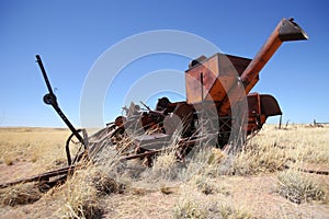 Vintage combine harvester, USA