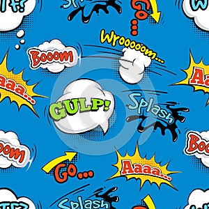 Vintage comic shout vector seamless pattern