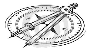 Vintage Compass and Divider Tool, vector design Generative AI