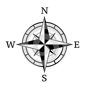 Vintage compass icon.Vector illustration.Compass navigation illustration.Rose icon