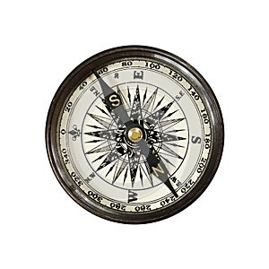 Vintage compass isolated on white