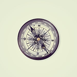 Vintage compass isolated on white background,