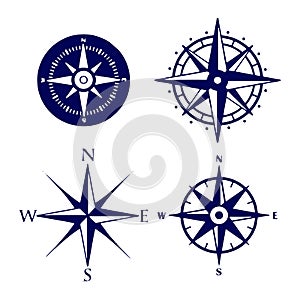 Vintage compass. Nautical wind rose, compasses for travel map