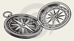 Vintage Compass and Navigation Map, Adventure and Exploration, vector design Generative AI