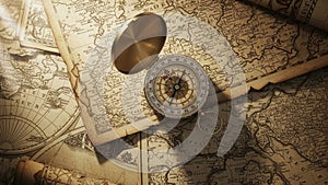 Vintage Compass on Old Map AI-generated