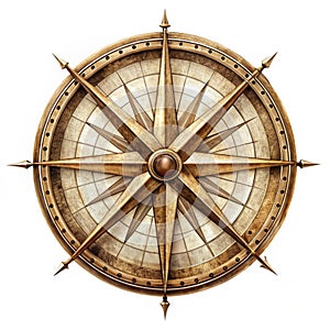 Vintage Compass Rose isolated white background