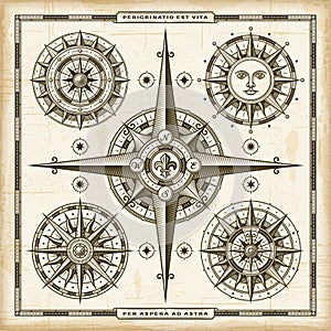 Vintage Compass Roses Set