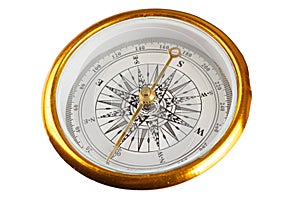 Vintage compass on white