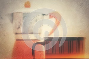 Coffee cup and kettle