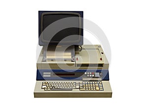 Vintage computer isolated on white background