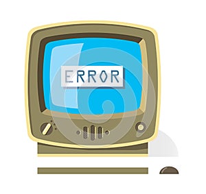 Vintage computer monitor with Error message on scr photo