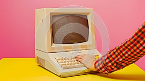 The vintage computer setup.AI generated image