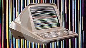 Vintage computer with static screen