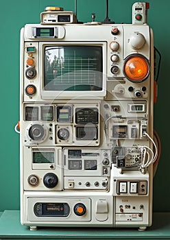 Vintage Control Panel with Retro Technology and Dials