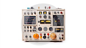 Vintage Control Panel With Various Dials And Buttons photo