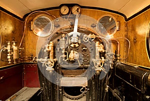 Vintage controls panel of a working steam train