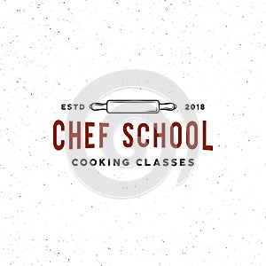 Vintage cooking classes logo. retro styled culinary school emblem. vector illustration