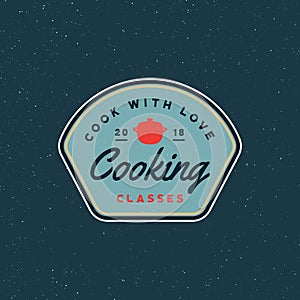 Vintage cooking classes logo. retro styled culinary school emblem. vector illustration