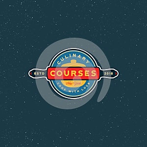 Vintage cooking classes logo. retro styled culinary school emblem. vector illustration