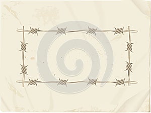 Vintage copy space paper with barbwire frame