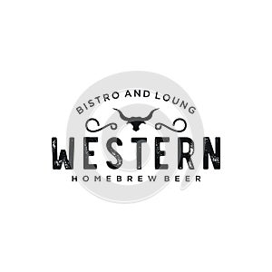 Vintage Country Emblem Typography for Western Bar/Restaurant Logo design inspiration - Vector