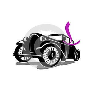 Vintage Coupe With Flowing Scarf Retro