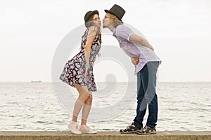 Vintage couple near seaside