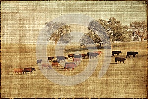 Vintage Cows Landscape