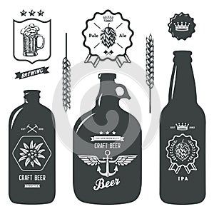 Vintage craft beer bottles brewery label sign set