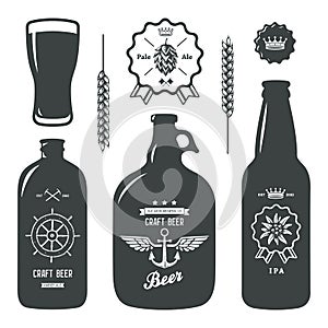 Vintage craft beer brewery bottles label sign