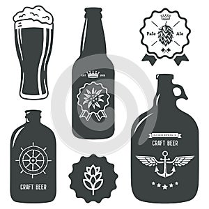 Vintage craft beer brewery bottles label sign
