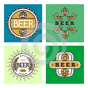 Vintage craft beer retro logo badge design emblems vector icons pub labels collection