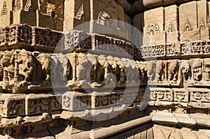 Vintage crafted designs on rocks at Sun Temple Modhera in Ahmed