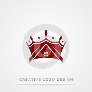 Vintage Creative Crown and home abstract Logo design template. Vintage Crown Logo Royal King Queen concept symbol Logotype