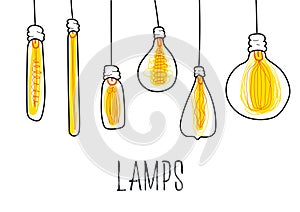 Vintage Creative Loft Light Bulb Drawn Banner