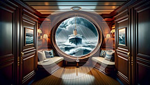 a vintage cruise ship window yacht hole maritime deck ship porthole nautical boat ocean liner sea vessel cabin luxurious view
