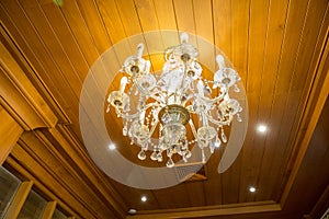 Vintage crystal chandelier and light details decoration