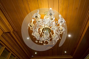 Vintage crystal chandelier and light details decoration